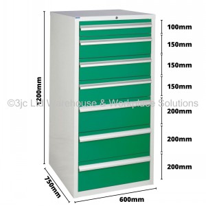 Euroslide Storage Cabinet 7 Drawer 1200mm